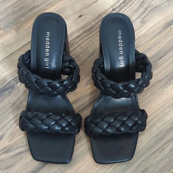NWOT Madden Girl Heel mules. Black braided mules size 7.5.